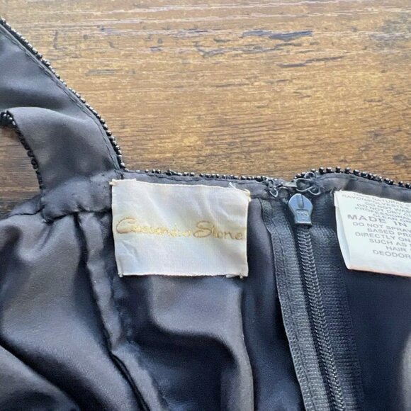 Cassandra Stone Fully Beaded Black Blue Ombre Silk Evening Gown - Size 2 - Picture 4 of 11